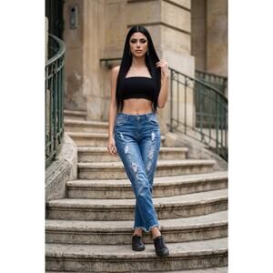 Anya Medium Wash Womens Jeans Distressed 15/16